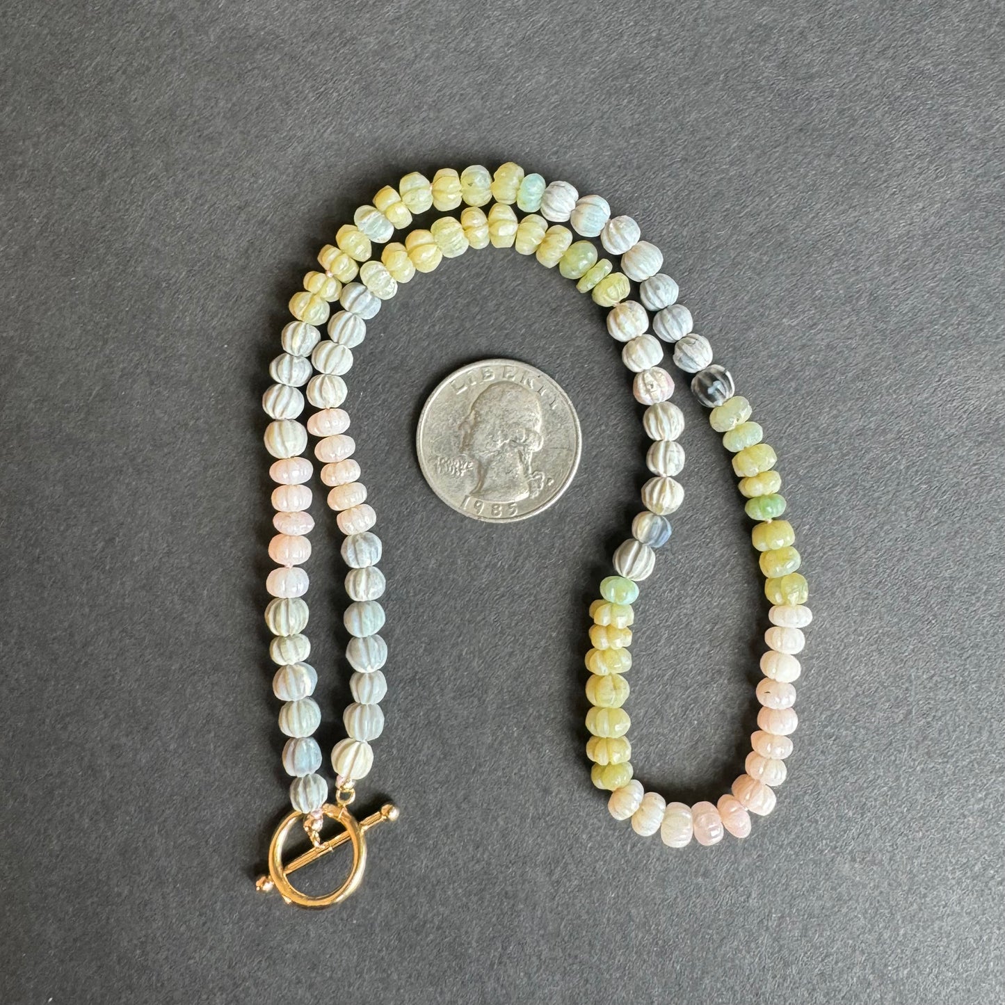 Hand Carved Opal Necklace with 14k Toggle