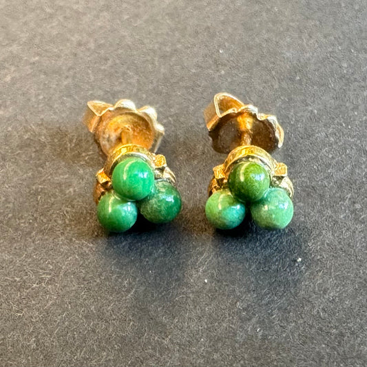 Vintage 14k Small Stud Earrings with 3 Turquoise Each