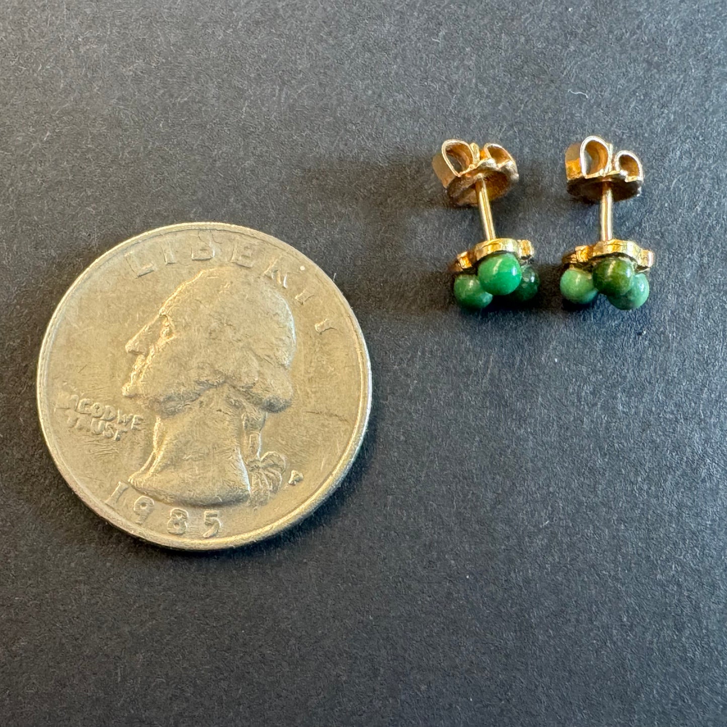 Vintage 14k Small Stud Earrings with 3 Turquoise Each