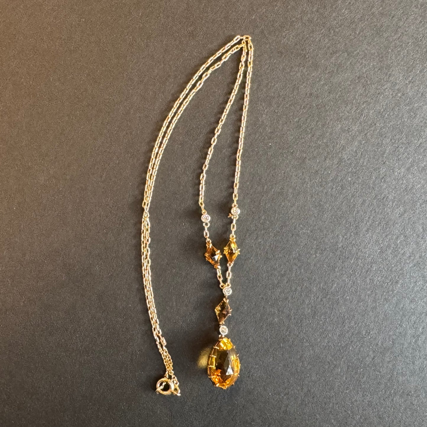 14k Citrine Art Deco Necklace