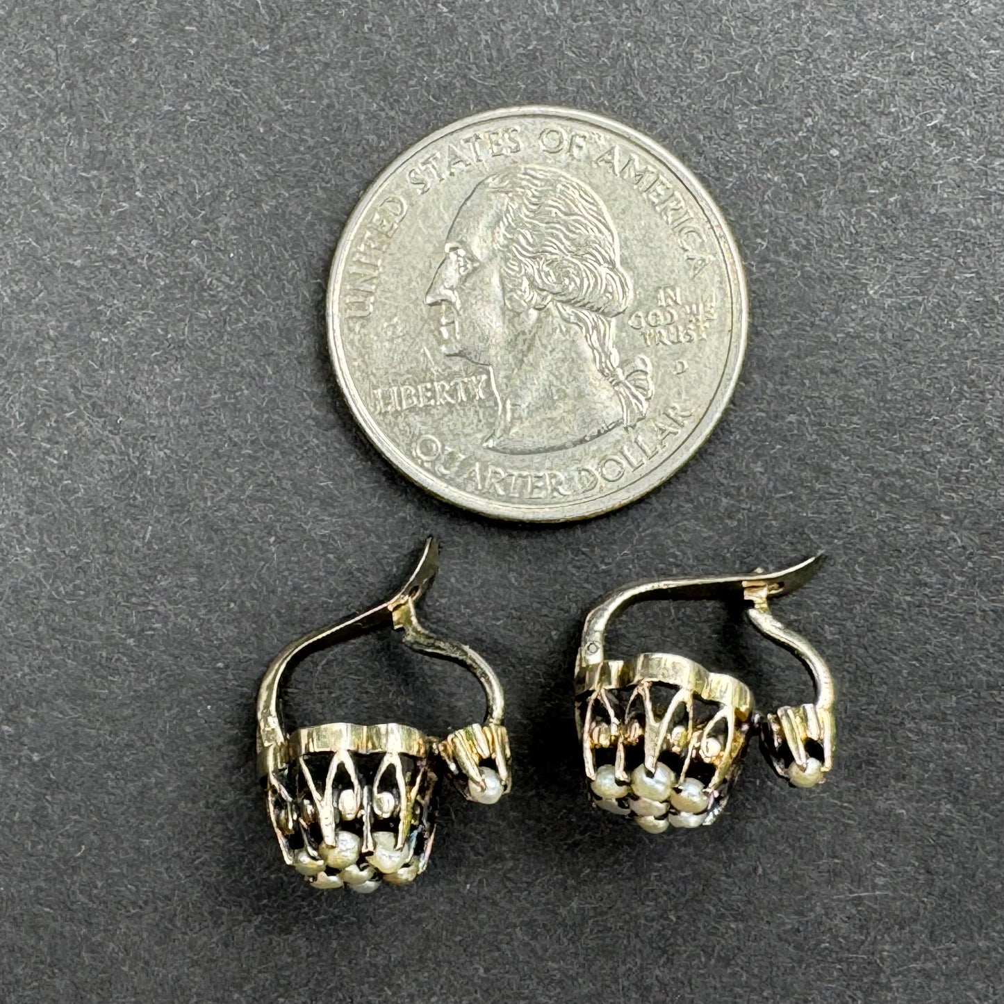 8k German Seed Pearl Lever Back Earrings