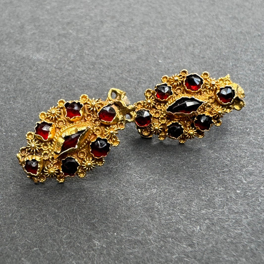 Dutch 1860s Conversion Garnet Earrings