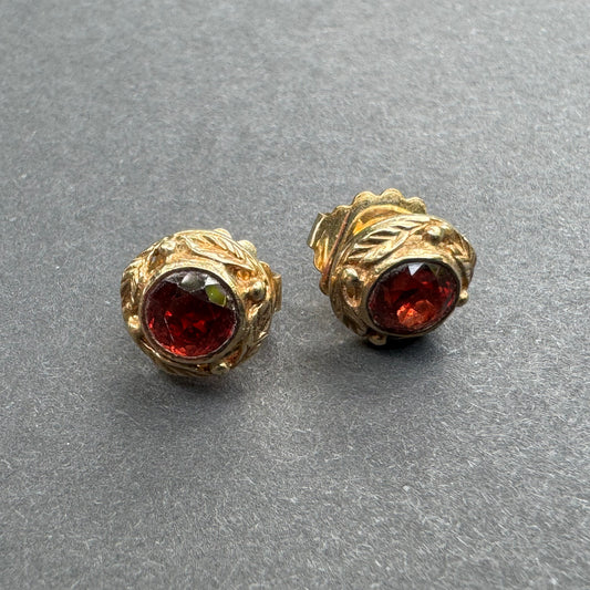 1950s Vintage German 14k Garnet Stud Earrings