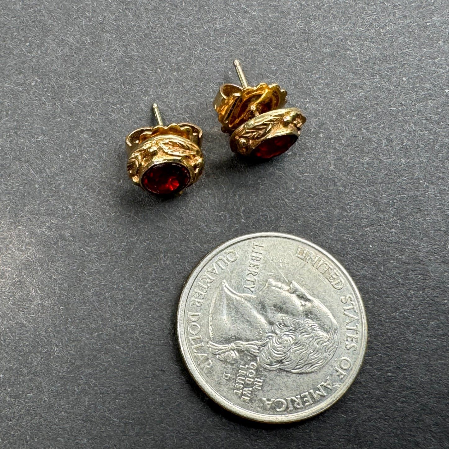 1950s Vintage German 14k Garnet Stud Earrings