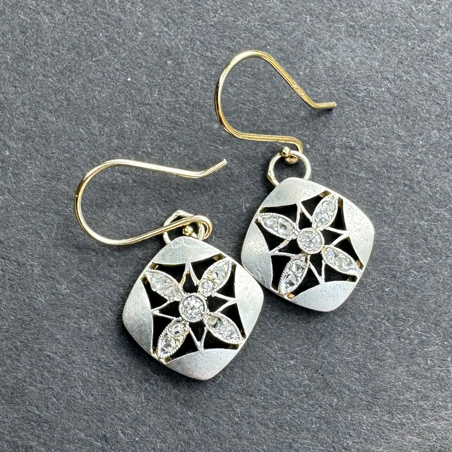 Platinum & 14k Rosecut Diamond Earrings