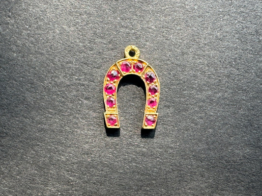 18k 1920s Ruby Horseshoe Charm