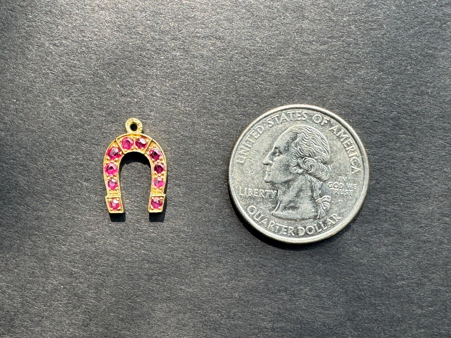 18k 1920s Ruby Horseshoe Charm