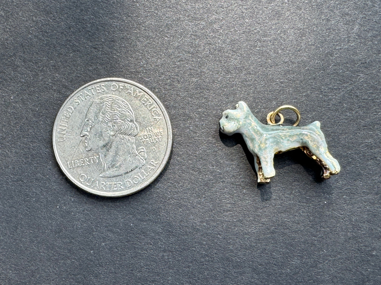 Vintage 14k Schnauzer Enamel Charm