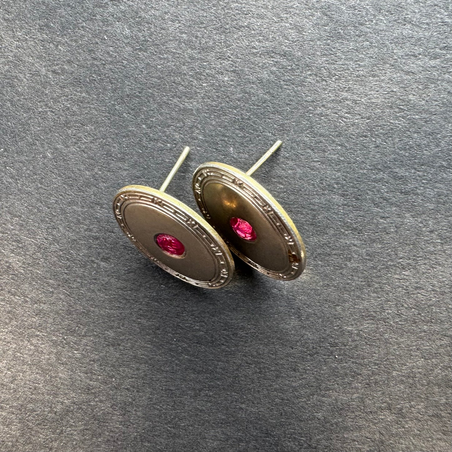 Platinum & 14k Art Deco Ruby Conversion Stud Earrings