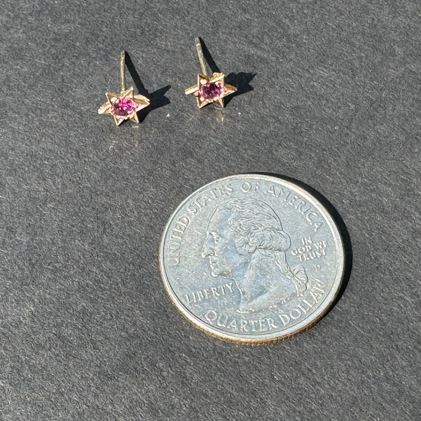 Ruby 15k English Art Deco Star Earrings