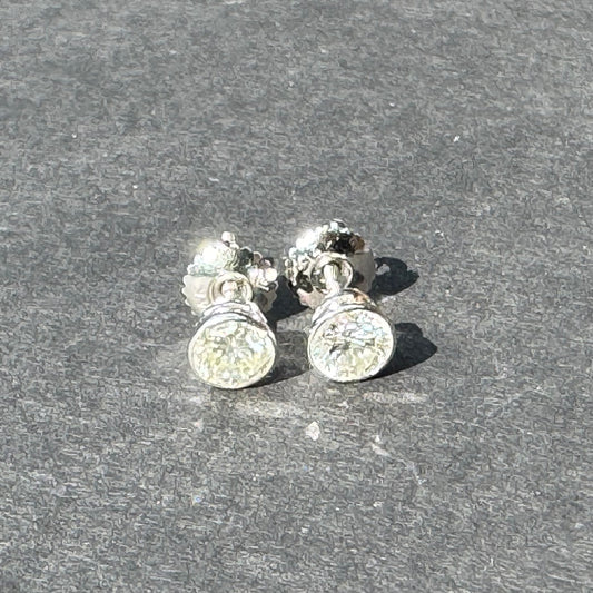 Bezel Set 14k Diamond Stud Earrings