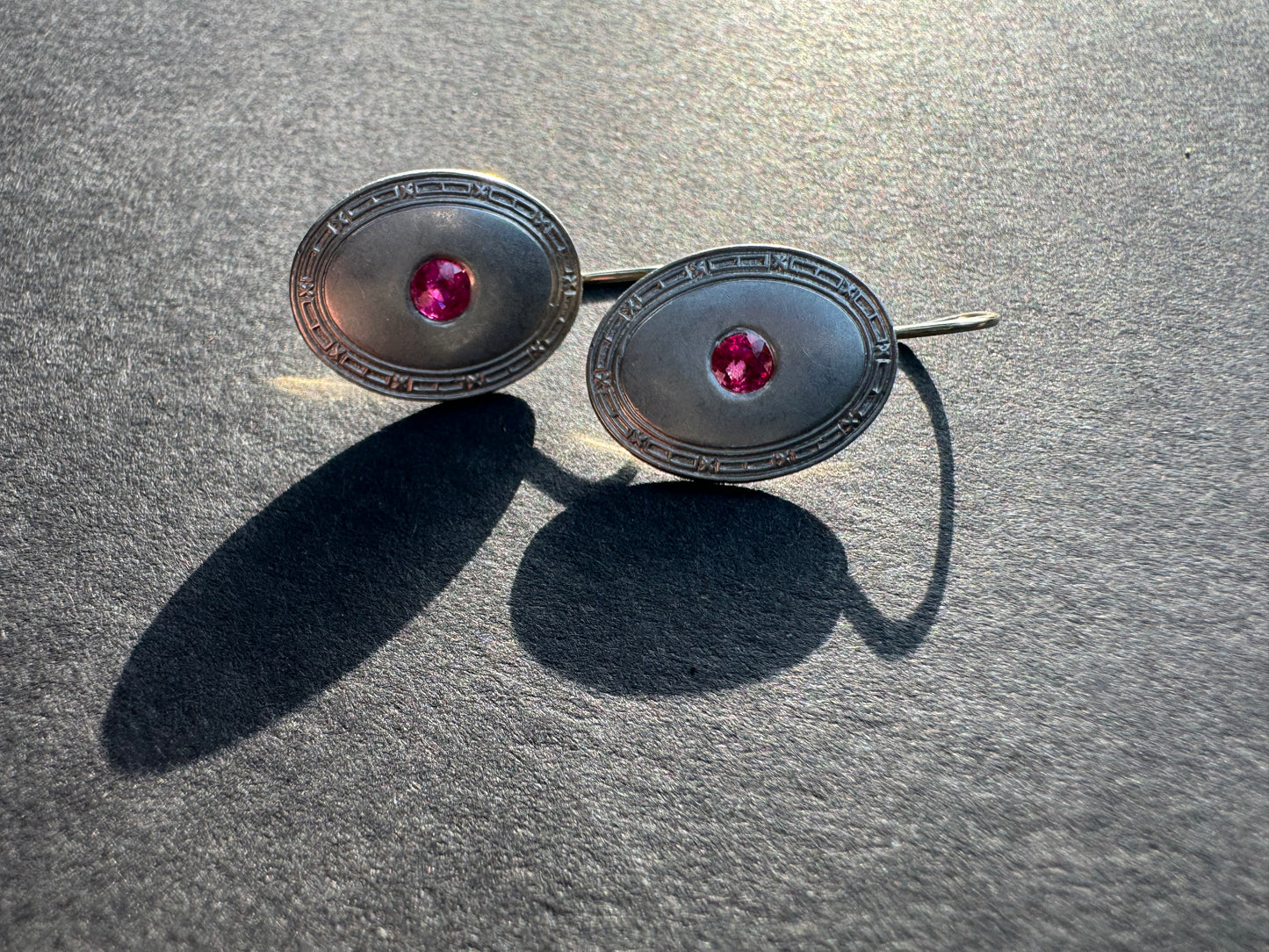 Platinum & 14k Art Deco Ruby Conversion Earrings