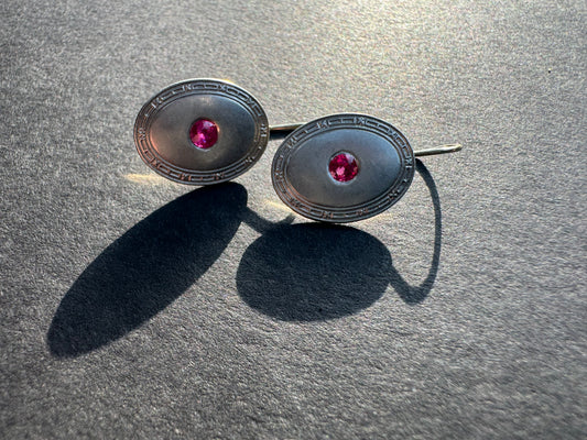 Platinum & 14k Art Deco Ruby Conversion Earrings