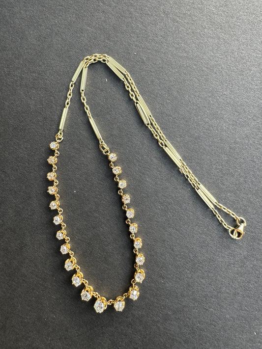 14k Half Diamond Riviere Necklace