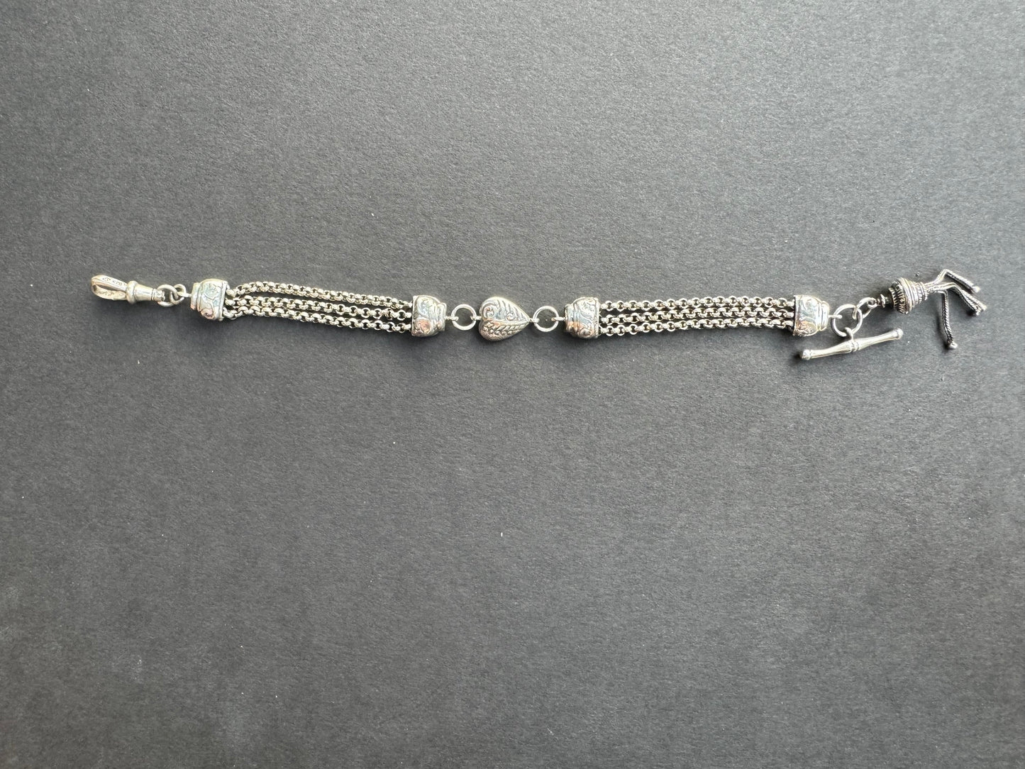 Sterling Fob Chain with Tassel and Heart Bracelet