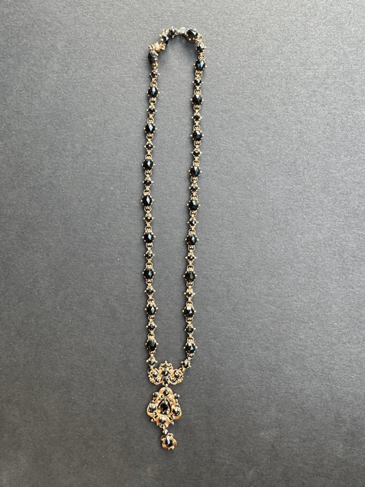 14k Cut Onyx 1850s American Mourning Necklace