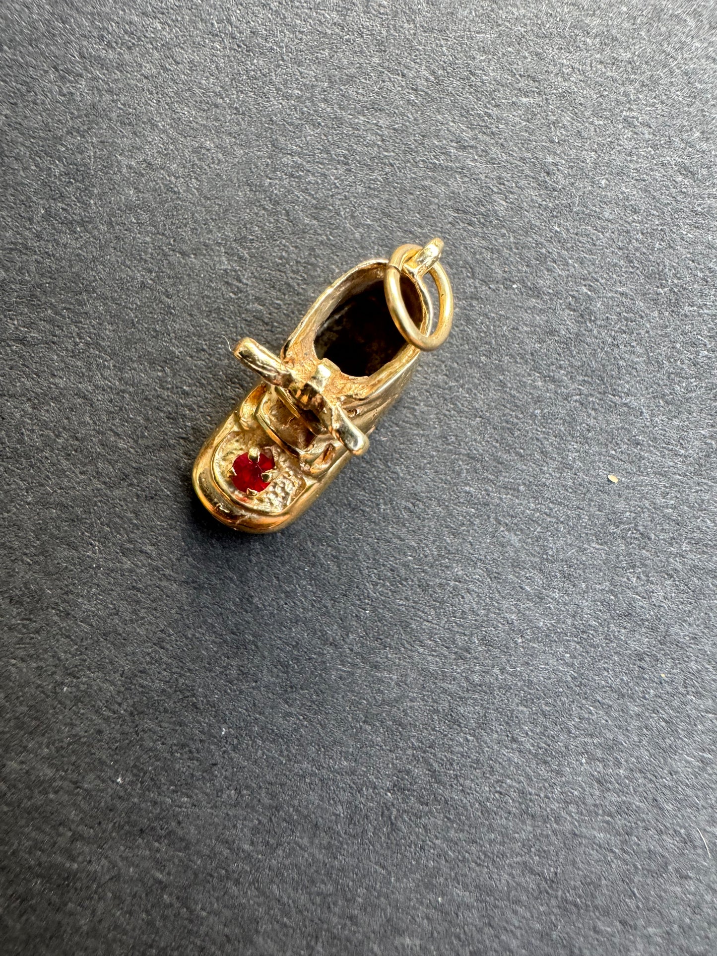 Vintage 14k Baby Shoe with Ruby Charm