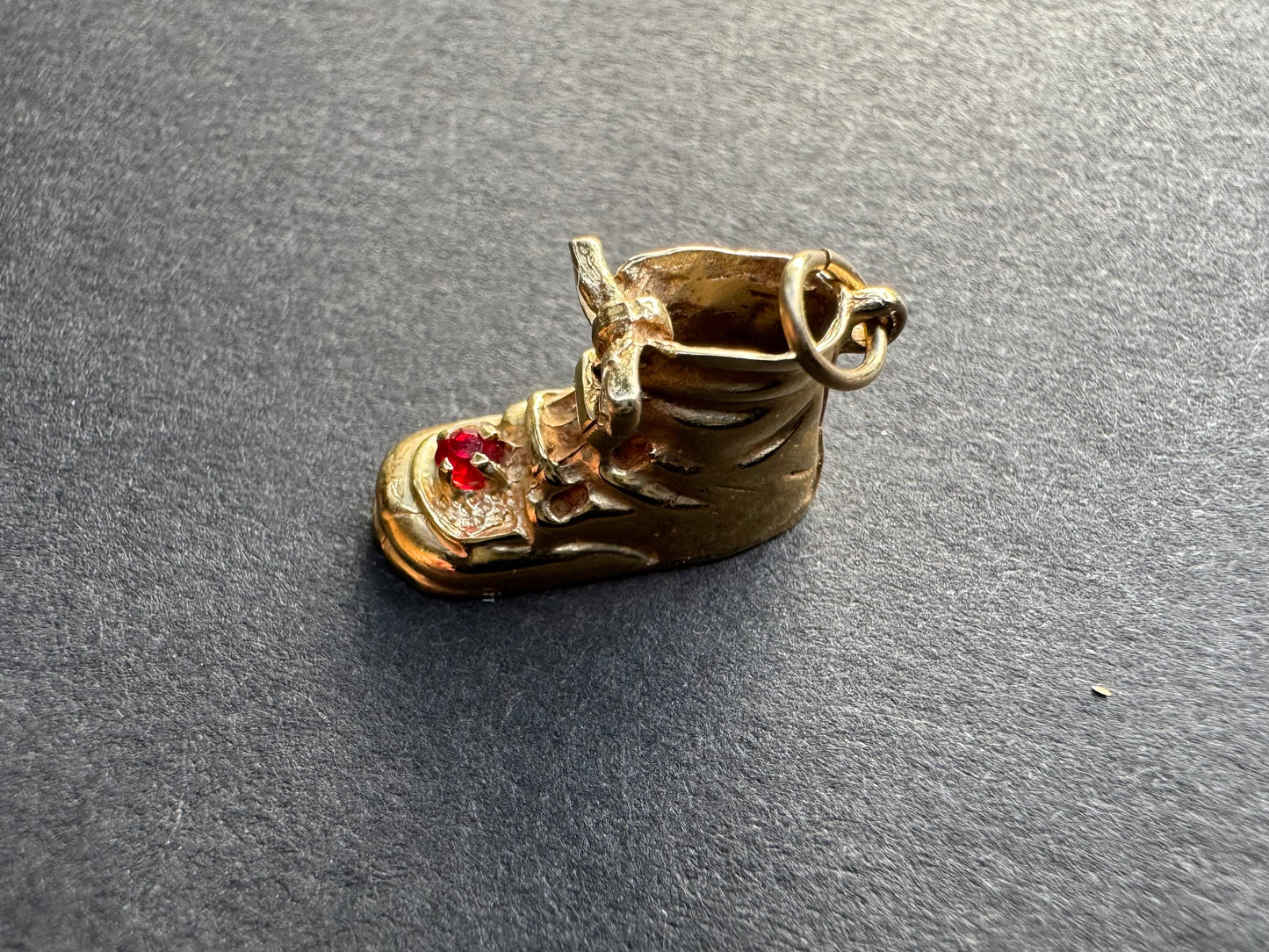 Vintage 14k Baby Shoe with Ruby Charm