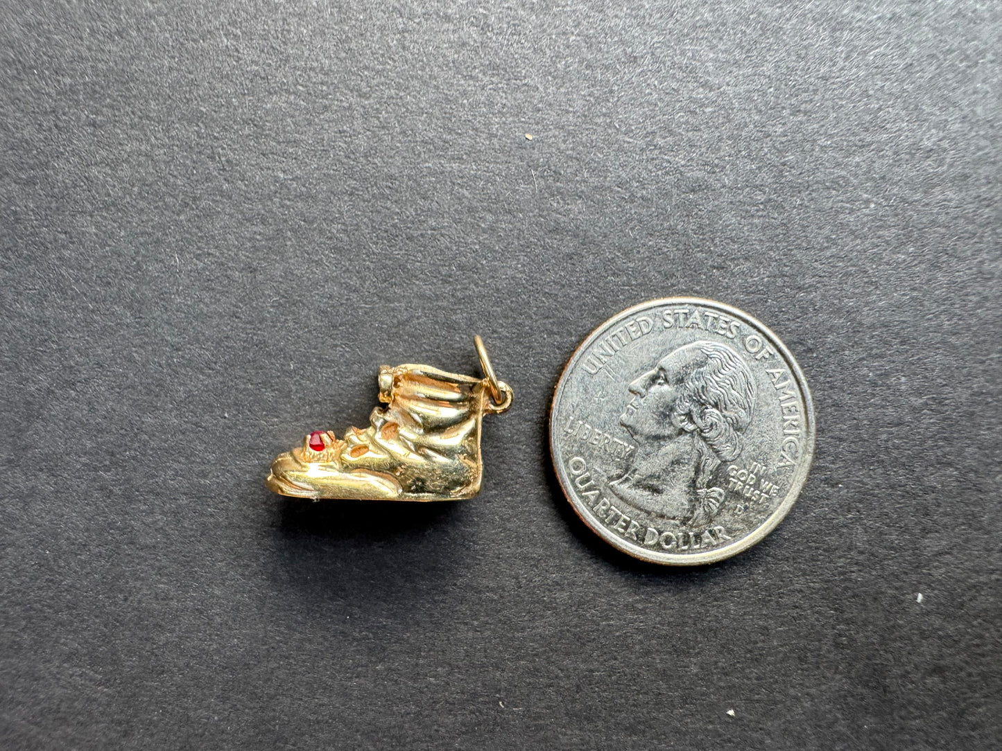 Vintage 14k Baby Shoe with Ruby Charm