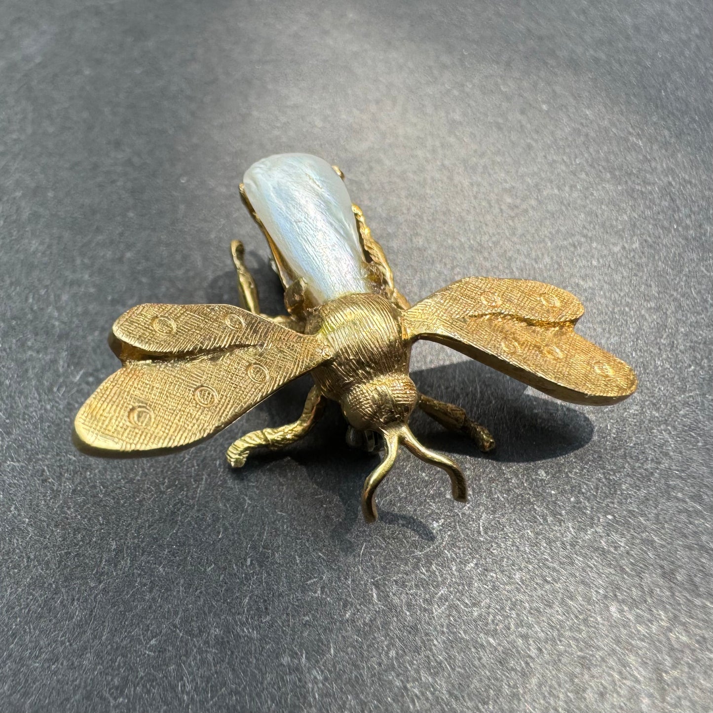 18k Italian Bee Brooch with Pearl