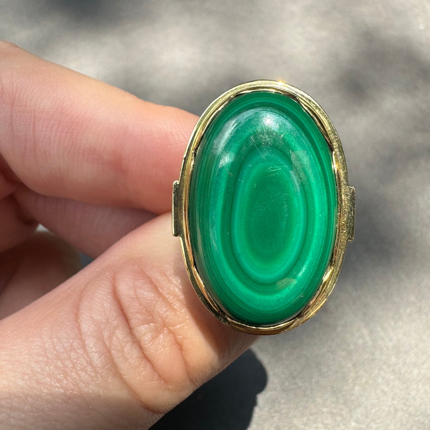 14k Vintage German Malachite Ring