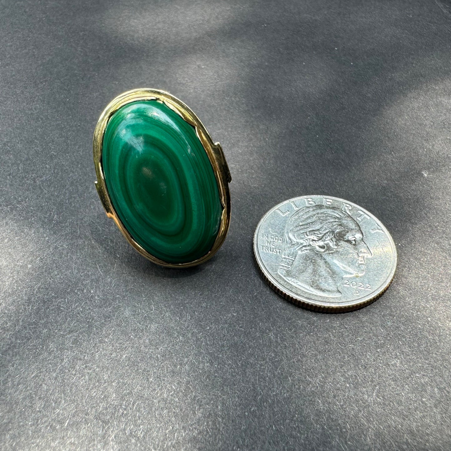 14k Vintage German Malachite Ring