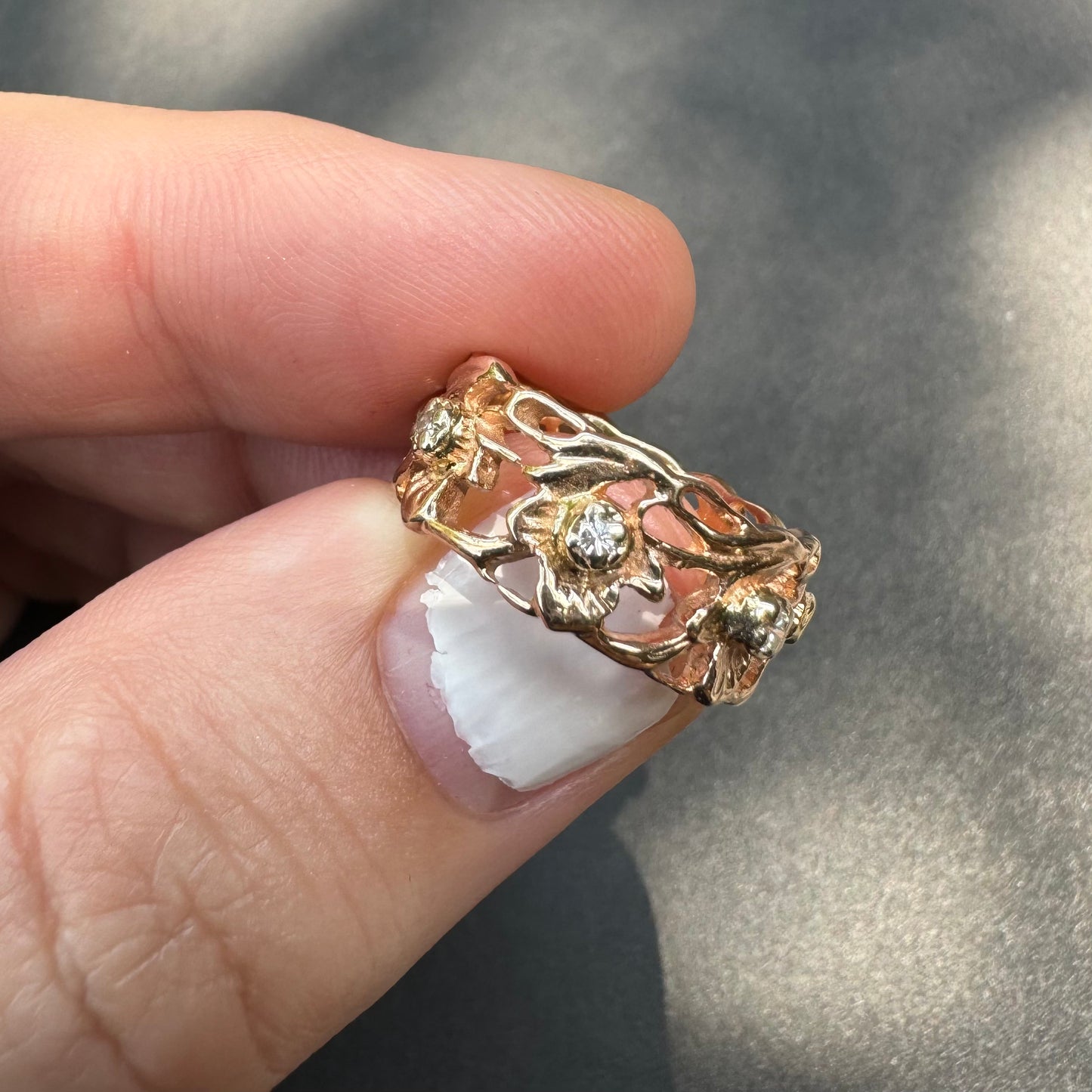 14k Rose Gold Vintage Floral Band