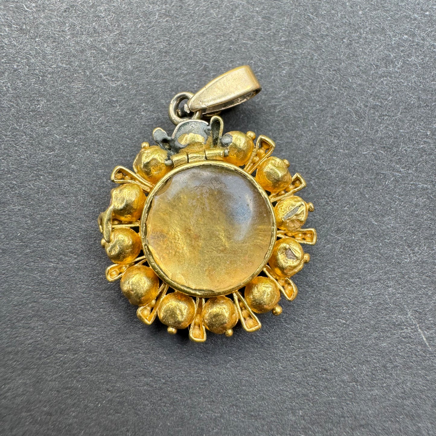 Mid Victorian 18k Gold & Turquoise Floral Open Back Locket