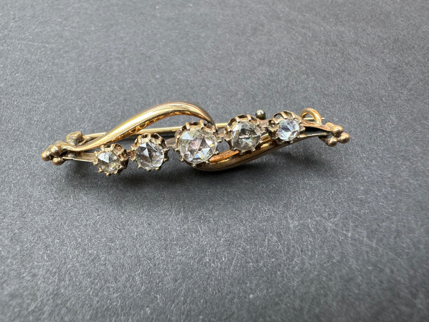 18k Victorian Rose Cut Diamond Brooch