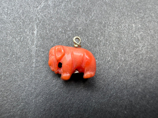 Tiny Carved Coral Elephant Charm