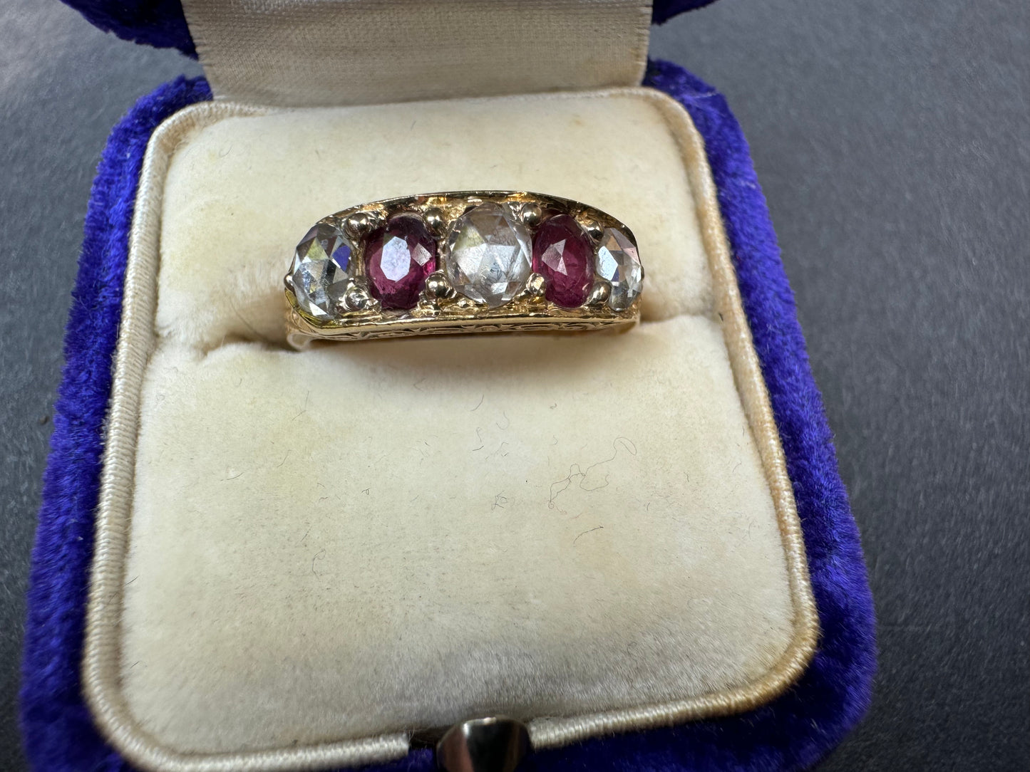 18k Rose Cut Diamond and Ruby Ring