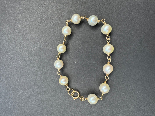 14k Pearl Station Bracelet