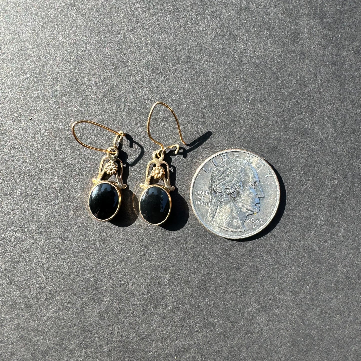 American Arts & Crafts Onyx Leverback Earrings