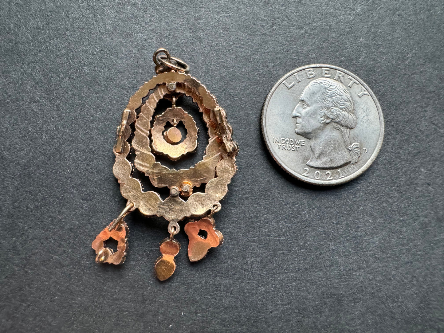 14k Dutch Garnet Multiple Loop Pendant with Drops