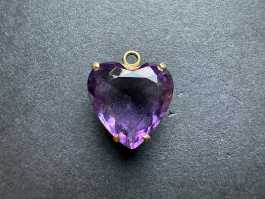 14k Gold Heart Shaped Amethyst Charm