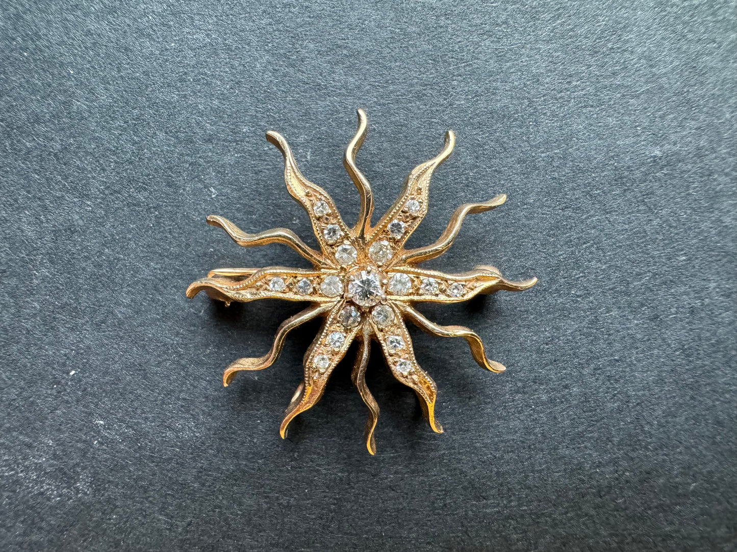 American 14k and Diamond Starburst Pin/Pendant Combo