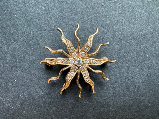 American 14k and Diamond Starburst Pin/Pendant Combo