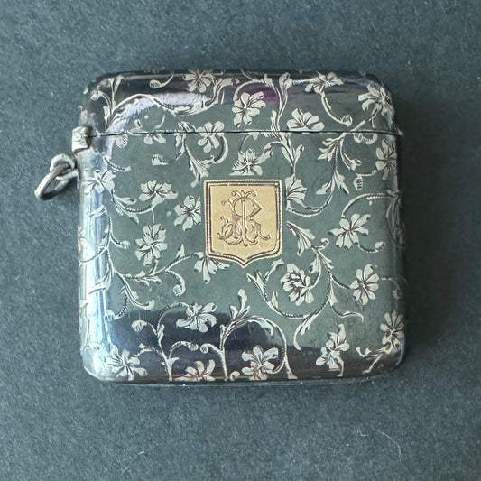 Enamel Match Case with Beautiful Floral Engraving