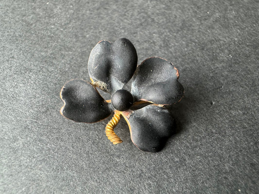 Black Shamrock Gold Brooch