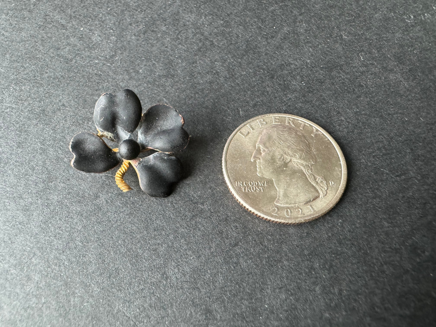 Black Shamrock Gold Brooch