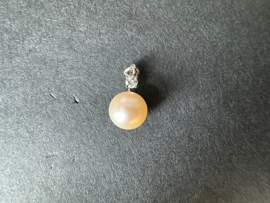 Petite White Gold 14k Pearl Charm with Diamond