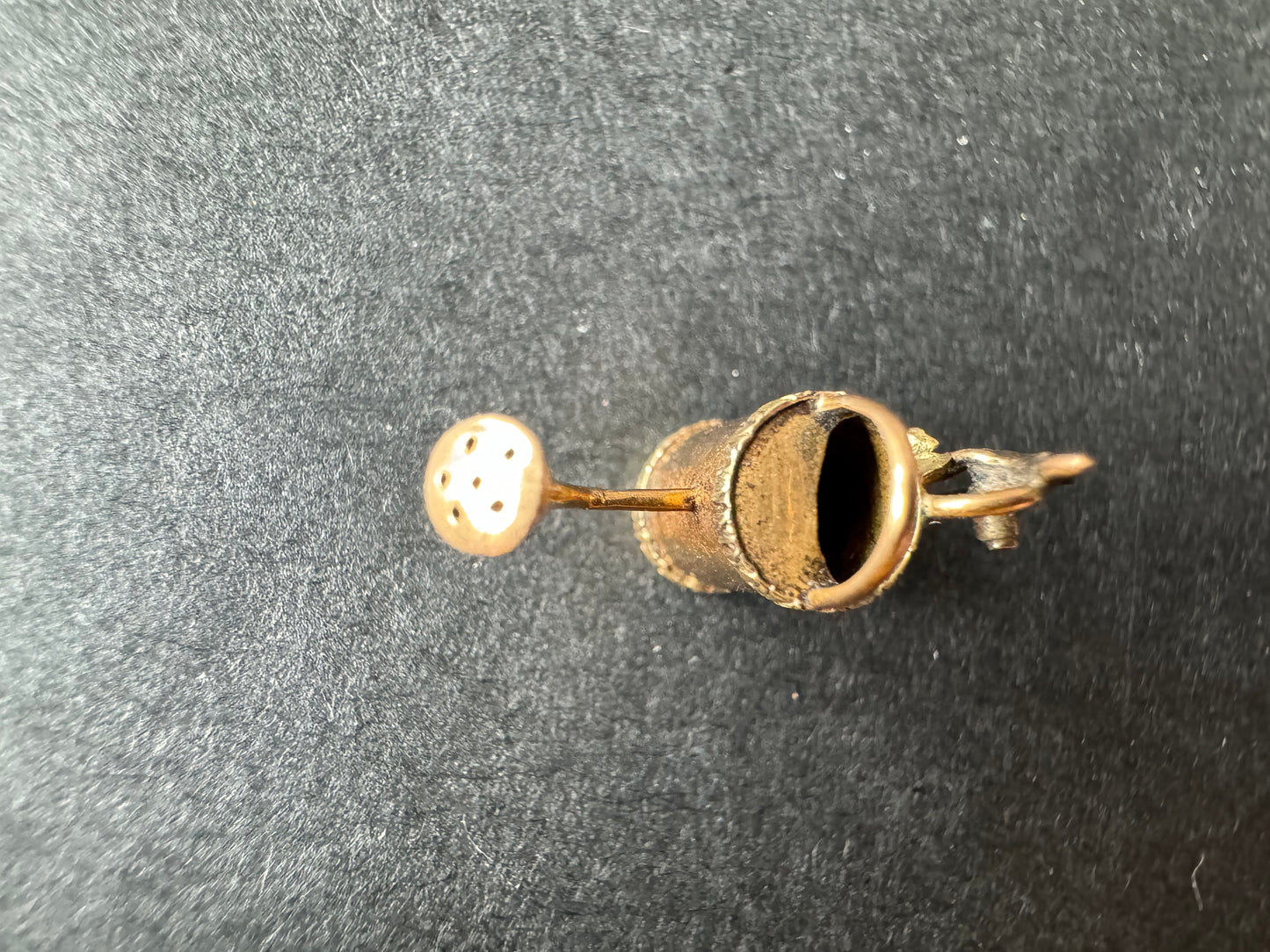 Two Tone Gold Watering Can with Leaf Detail Charm