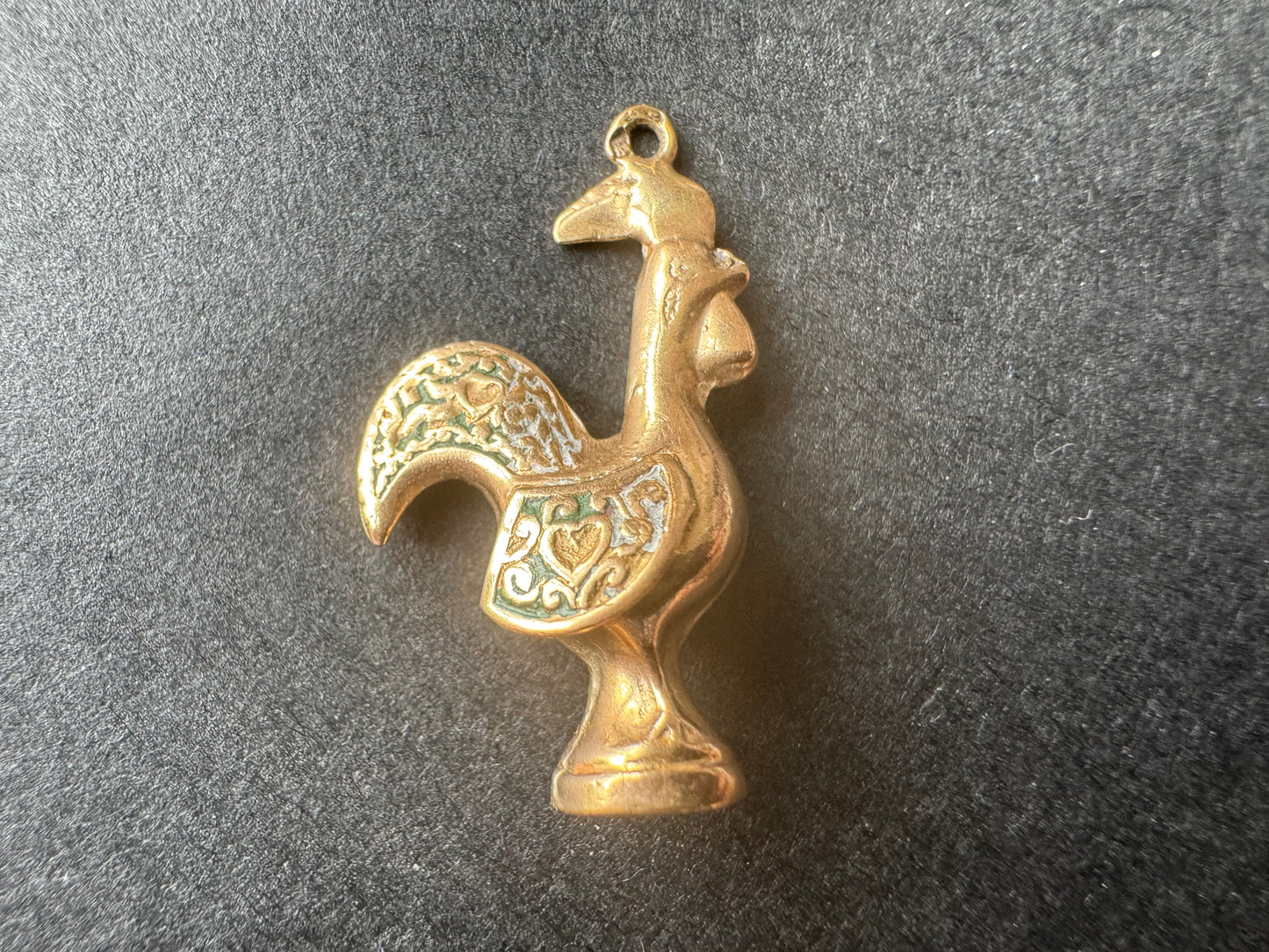 Gold and Enamel Rooster Charm