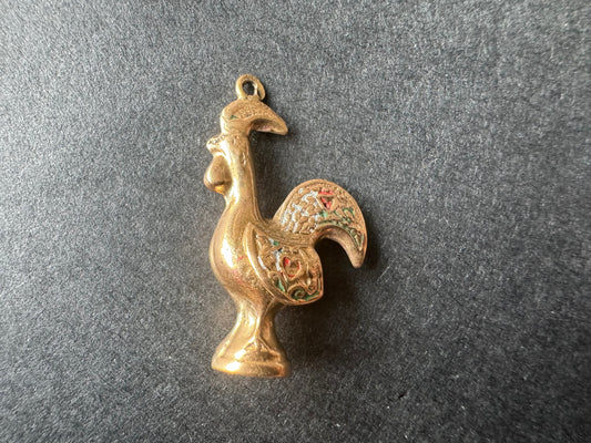 Gold and Enamel Rooster Charm