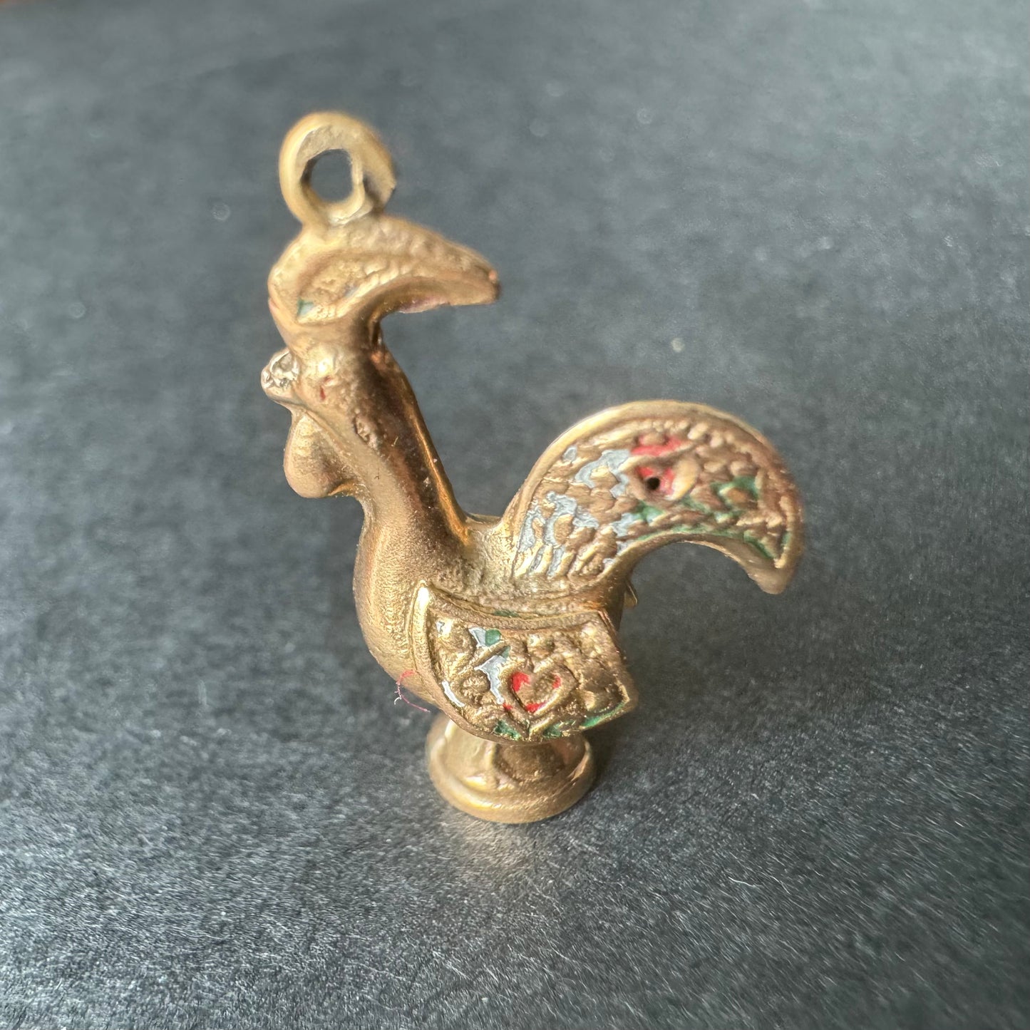 Gold and Enamel Rooster Charm