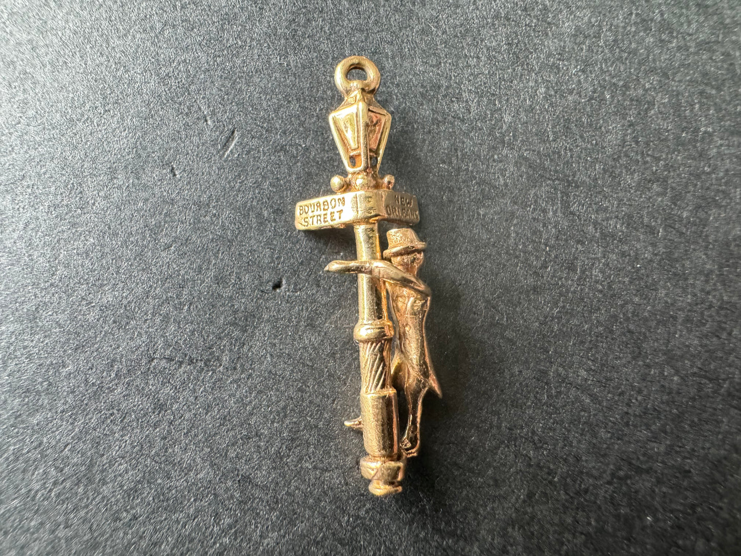 Man on Bourbon Street New Orleans Street Pole Charm 14k