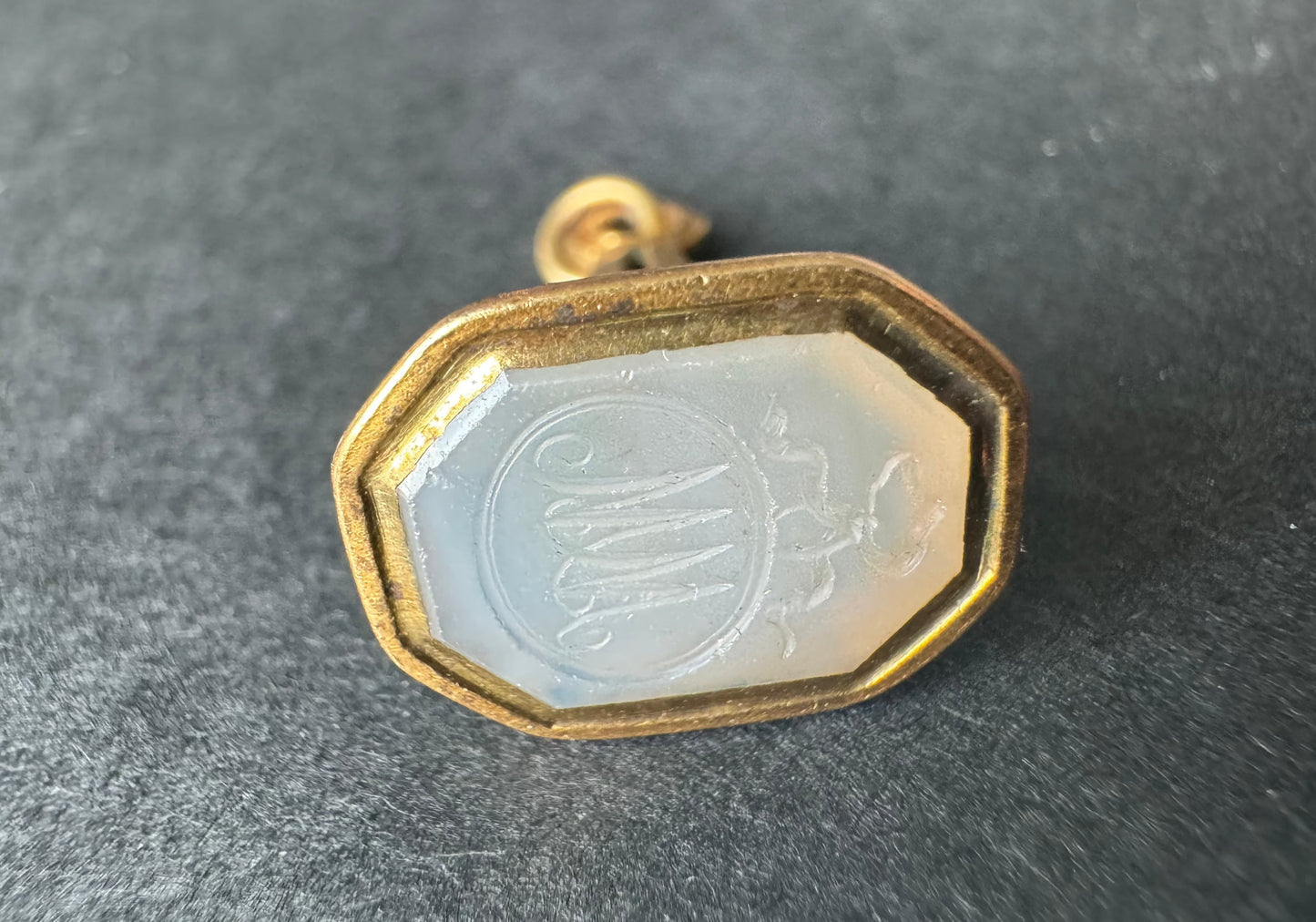 14k Edwardian Intaglio Watch Fob with MM Engraved Agate