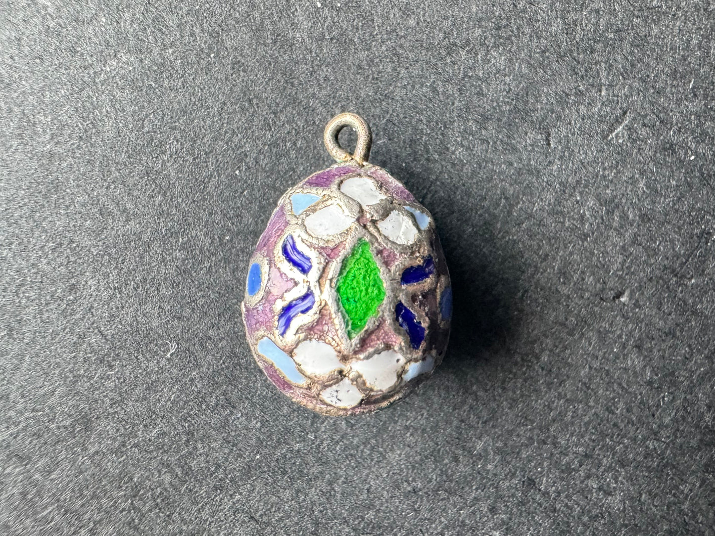 Sterling and Enamel Decorated Egg Charm