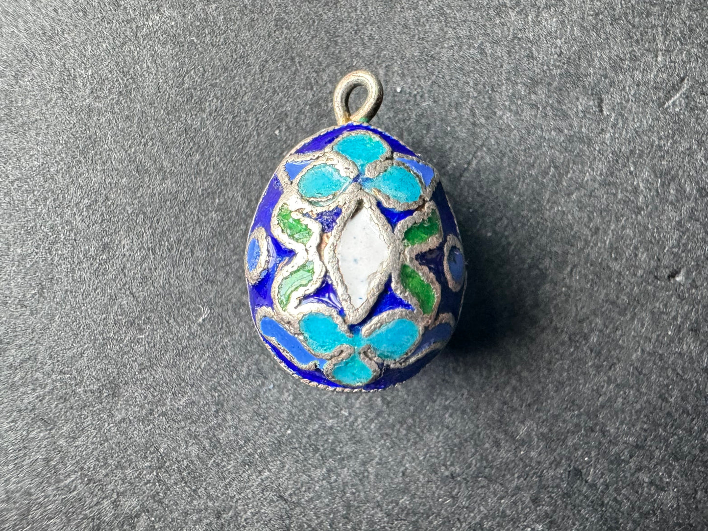 Sterling and Enamel Decorated Egg Charm