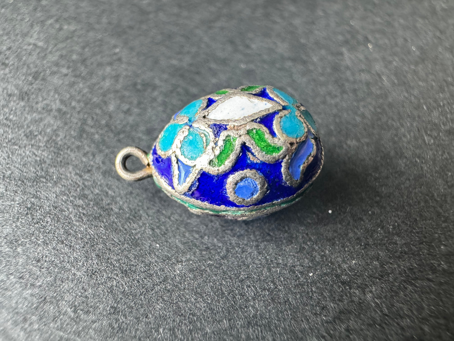 Sterling and Enamel Decorated Egg Charm